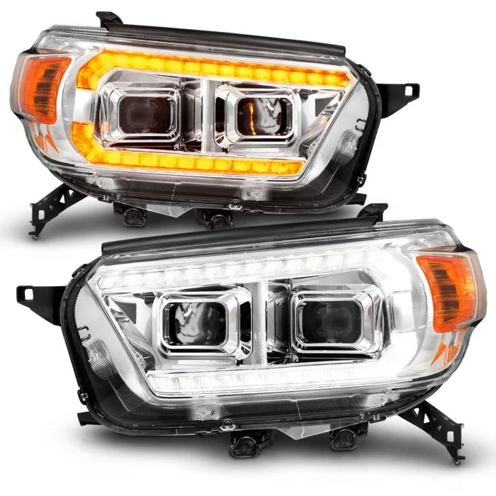 111603 – ANZO Headlight Assembly, Halogen Bulb Projector Beam With Plank Style LED Daytime Running Light/ Sequential ...